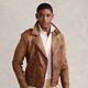 £1,665 New Polo Ralph Lauren Distressed Leather Biker Jacket Brown Large Mens