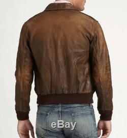 $1295 New Polo Ralph Lauren Large Brown Distressed Leather Jacket RRL A2 Bomber