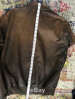 $1295 New Polo Ralph Lauren Large Brown Distressed Leather Jacket RRL A2 Bomber