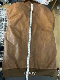 $1298 New Polo Ralph Lauren A2 XXL Brown Distressed RRL Leather Jacket Bomber