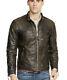 $1298 Polo Ralph Lauren Large Black Brown Leather Jacket Rrl Cafe Racer Vtg Coat