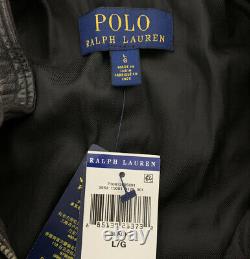 $1298 Polo Ralph Lauren Large Black Brown Leather Jacket RRL Cafe Racer VTG Coat