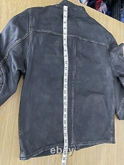 $1298 Polo Ralph Lauren Small Black Brown Leather Jacket RRL Cafe Racer Distress