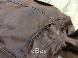 $1595 Polo Ralph Lauren Leather Jacket Men Distressed Moto Biker Rider Newsboy L