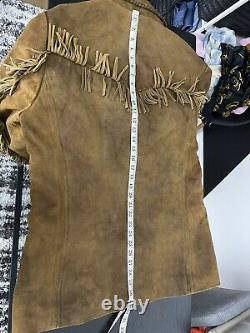$1598 Polo Ralph Lauren Large Western Leather Blazer Jacket Fringe RRL Hunting