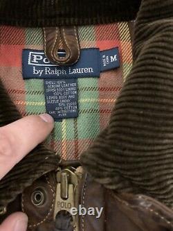 $1800 Polo Ralph Lauren Medium Distressed Brown Leather Jacket Hunting Wax RRL