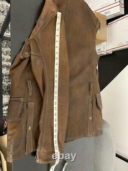 $1800 Polo Ralph Lauren Medium Distressed Brown Leather Jacket Hunting Wax RRL