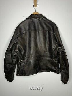$1800 RRL Ralph Lauren Large Morrow Distressed Brown Leather Jacket