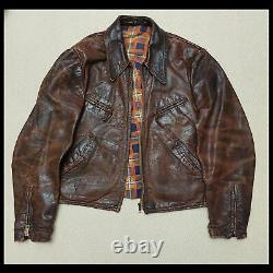 1930s German Style Vintage A2 Cow Leather Jacket Mens Handmade Distressed Brown