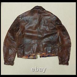 1930s German Style Vintage A2 Cow Leather Jacket Mens Handmade Distressed Brown