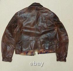 1930s German Style Vintage A2 Leather Jacket Men's Handmade Distressed Brown