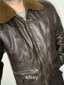 $1998 Polo Ralph Lauren Large Brown Leather Jacket RRL Shearling Bomber Aviator