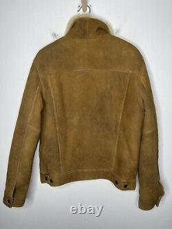 $1998 Polo Ralph Lauren Medium Brown Leather Jacket RRL Shearling Bomber Trucker