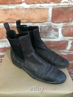 $1k+ Gucci 10 Chocolate Brown Leather Distressed Chelsea Ankle Dress Boots