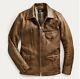$2200 Rrl Ralph Lauren 1920s Distressed Newsboy Cowhide Leather Jacket -men- Xl