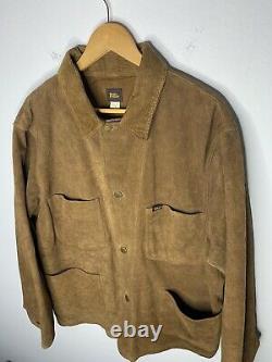$2200 RRL Ralph Lauren Small Suede Chore Coat Brown Leather Jacket Cowboy Polo