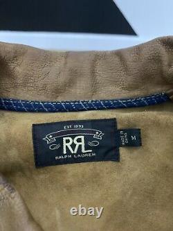 $2400 RRL Ralph Lauren Medium Griggs Leather Jacket Distressed Polo Western 4kIS