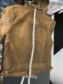 $2400 RRL Ralph Lauren Medium Griggs Leather Jacket Distressed Polo Western 4kIS