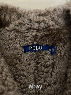$2498 Polo Ralph Lauren Medium Brown Shearling Bomber Jacket RRL Leather Rugby