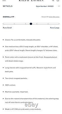 $295 Polo Ralph Lauren Medium Brown Shirt RRL Rugby Western Merrick Distressed
