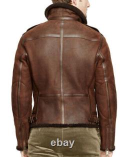 $2995 Polo Ralph Lauren Small Brown Shearling Bomber Leather Jacket RRL B3 Coat