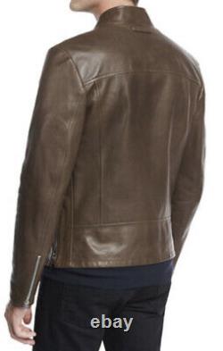 $4950 Tom Ford Large Brown Cafe Racer Leather Jacket Biker Moto L/XL