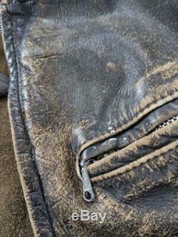 60s vintage BROOKS leather CAFE RACER jacket 38-40 brown DISTRESSED harley patch