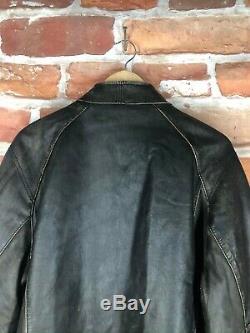 $695 Gap L Cafe Racer Brown Genuine Leather Distressed Biker Motorcycle Jacket