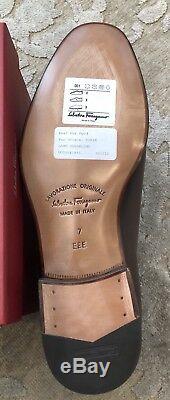 $750 New Salvatore Ferragamo Mens Shoes Brown Distressed Paint Size 8 US 7 UK 41