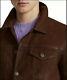$898 Polo Ralph Lauren Large Brown Nubuck Suede Trucker Jacket Rrl Leather Rugby