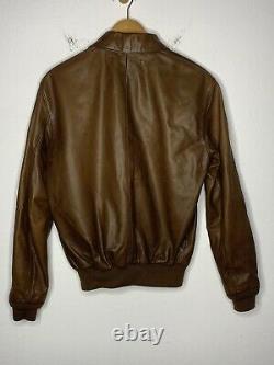 $995 Polo Ralph Lauren Small A2 Farrington Brown Leather Jacket RRL VTG Aviator