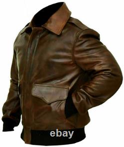A-2 G1 Aviator Brown Bomber Men's Flight Navy Distressed Real Leather Men Jacket