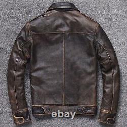 A2 Aviator G1 Men Vintage Bomber AIR Force Distressed Brown Real Leather Jacket