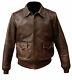 A2 Bomber Air Force Style Flight Jacket Real Leather Vintage Distressed Brown