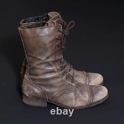 ALL SAINTS Leather Boots UK7 US8 EU40 Mens Brown Military Distressed Side Zip