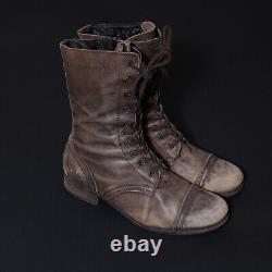 ALL SAINTS Leather Boots UK7 US8 EU40 Mens Brown Military Distressed Side Zip