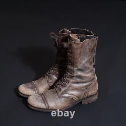 ALL SAINTS Leather Boots UK7 US8 EU40 Mens Brown Military Distressed Side Zip