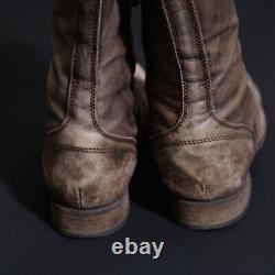 ALL SAINTS Leather Boots UK7 US8 EU40 Mens Brown Military Distressed Side Zip