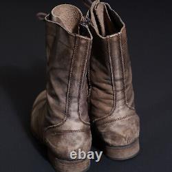 ALL SAINTS Leather Boots UK7 US8 EU40 Mens Brown Military Distressed Side Zip