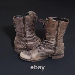 ALL SAINTS Leather Boots UK7 US8 EU40 Mens Brown Military Distressed Side Zip