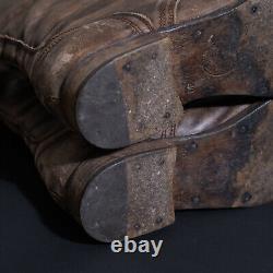 ALL SAINTS Leather Boots UK7 US8 EU40 Mens Brown Military Distressed Side Zip