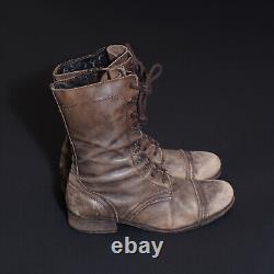 ALL SAINTS Leather Boots UK7 US8 EU40 Mens Brown Military Distressed Side Zip