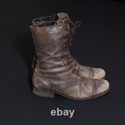 ALL SAINTS Leather Boots UK7 US8 EU40 Mens Brown Military Distressed Side Zip