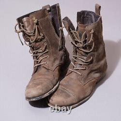 ALL SAINTS Leather Boots UK7 US8 EU41 Mens Brown Distressed Military Celebrity