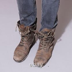 ALL SAINTS Leather Boots UK7 US8 EU41 Mens Brown Distressed Military Celebrity