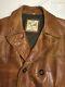 Ami Madrid Vintage 1980s Distressed Cow Hide Leather Jacket Double Breasted Coat