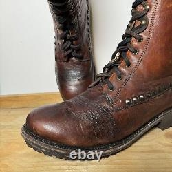 ASH Ralf Tan Brown Distressed Leather Studded Lace Up Boots Men's UK Size 10