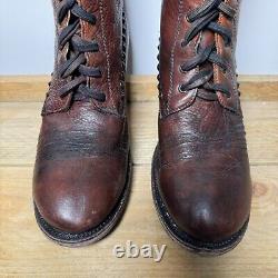 ASH Ralf Tan Brown Distressed Leather Studded Lace Up Boots Men's UK Size 10