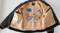 AVIATOR A2 LEATHER FLIGHT JACKET DISTRESSED BROWN BOMBER MENS By AVIREX, SIZE L