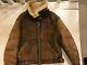 Avirex B-3 Mouton A-324 Flight Distressed Brown Leather Bomber Jacket Size 40